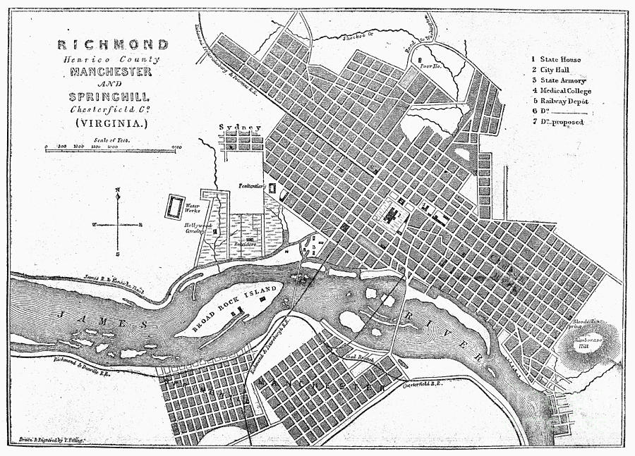 Map: Richmond, 1861 Photograph by Granger