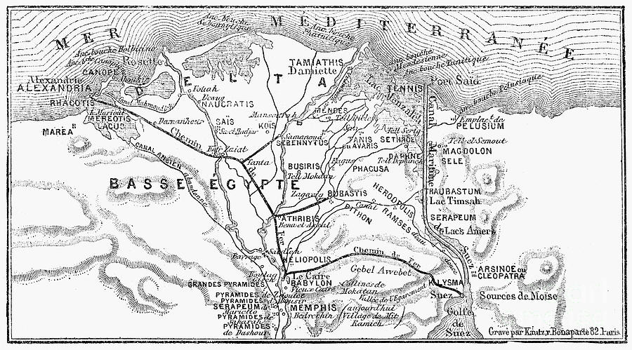 Map: Suez Canal, 1869 Photograph by Granger