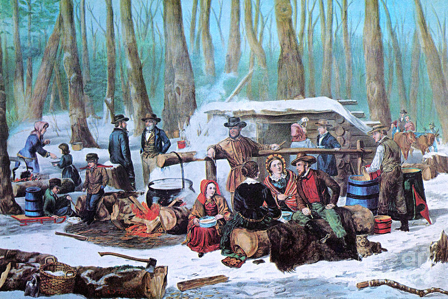 Currier And Ives Photograph - Maple Sugaring, 1872 by Photo Researchers