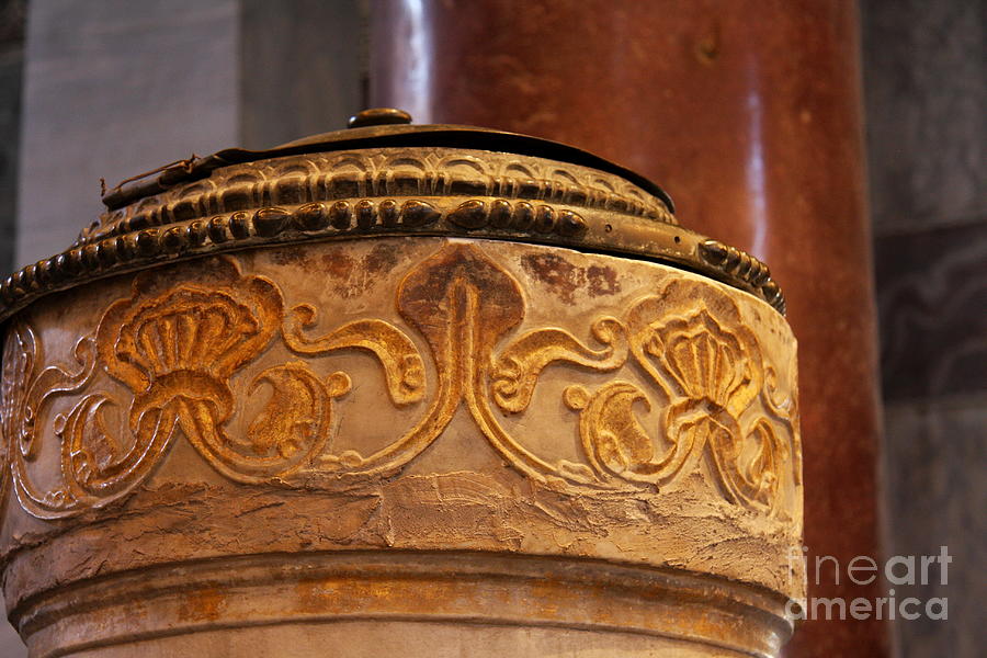 Marble Lustration Urn Relief - Hagia Sophia - Istanbul Photograph by Christiane Schulze Art And Photography