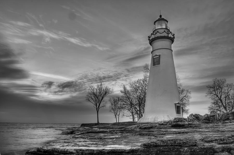 Marblehead Lighthouse in Black and White Photograph by At Lands End Photography