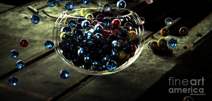 Marbles in a bowl Digital Art by William Ladson