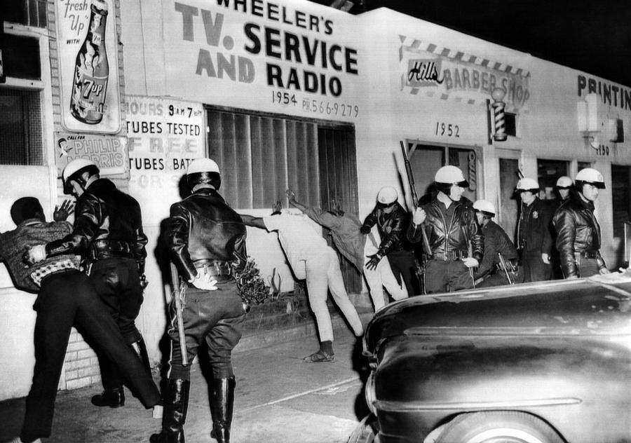 March 1966 Watts Riot. Police Search Photograph By Everett