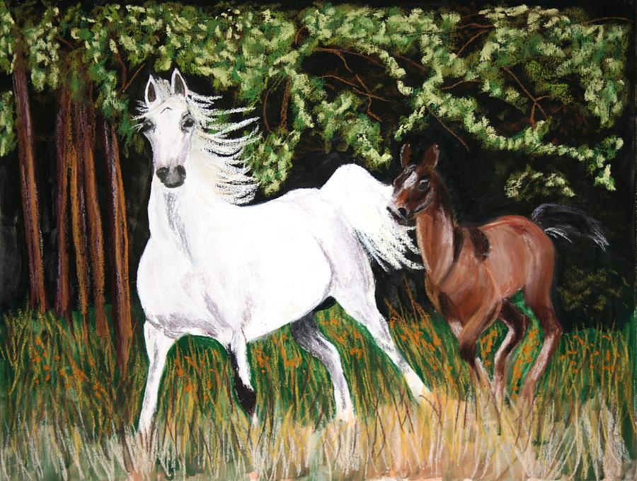 Mare and Colt Pastel by Michele Turney