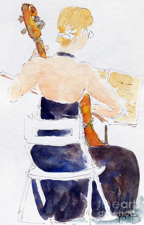 Margarethe On Cello Painting by Pat Katz