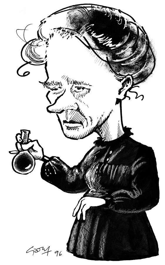 Portrait Photograph - Marie Curie, Caricature by Gary Brown