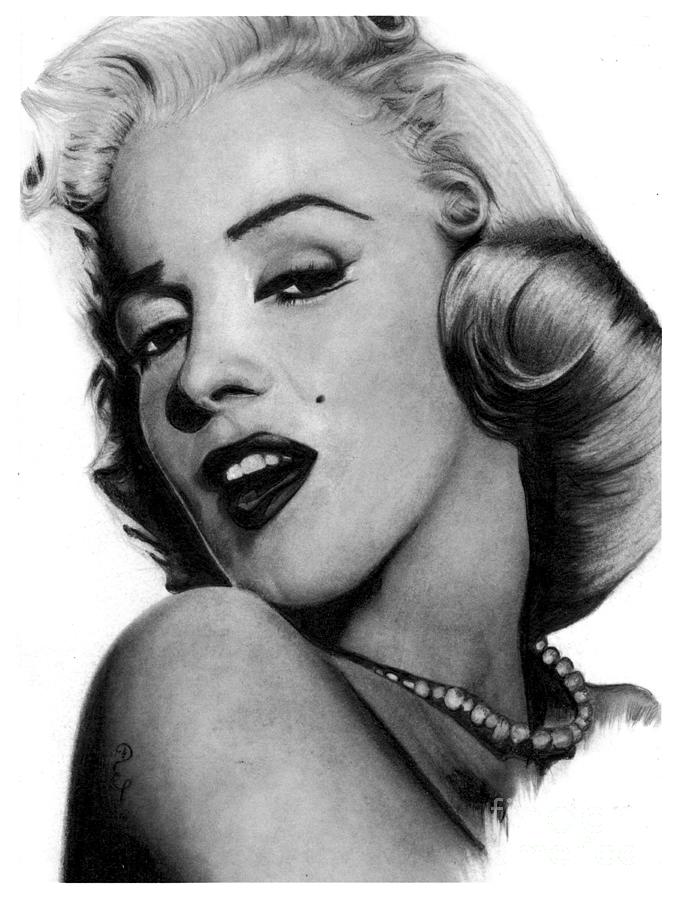 Marilyn Monroe Original Pencil Drawing Drawing by Debbie Engel