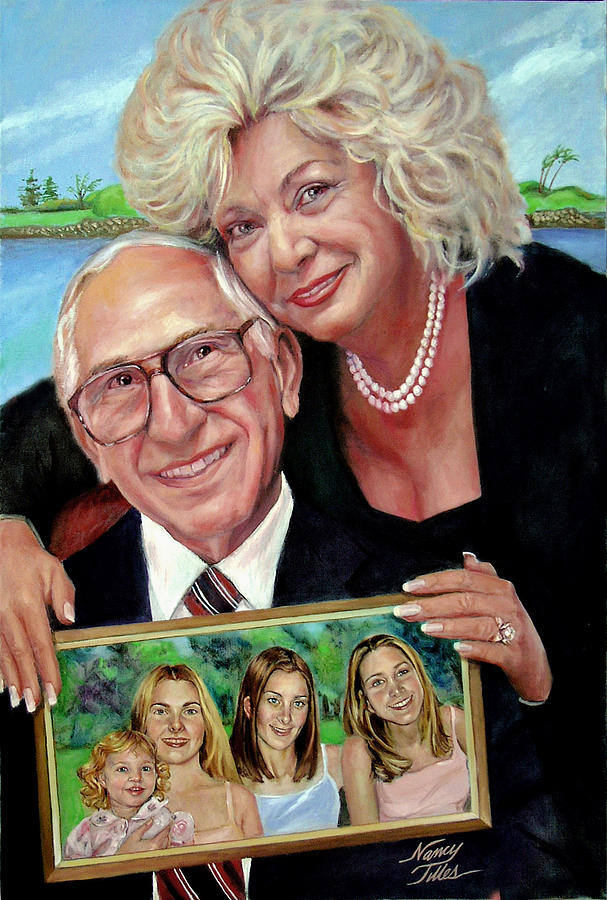 Marilyns Inlaws and their Grandchildren Painting by Nancy Tilles