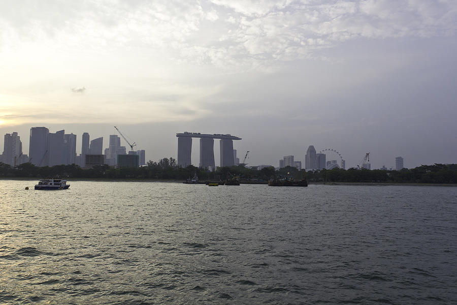 Marina Bay Sands and Flyer along with Singapore skyline from the Photograph by Ashish Agarwal