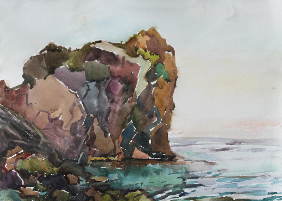 Marine cliffs Painting by Juliya Zhukova
