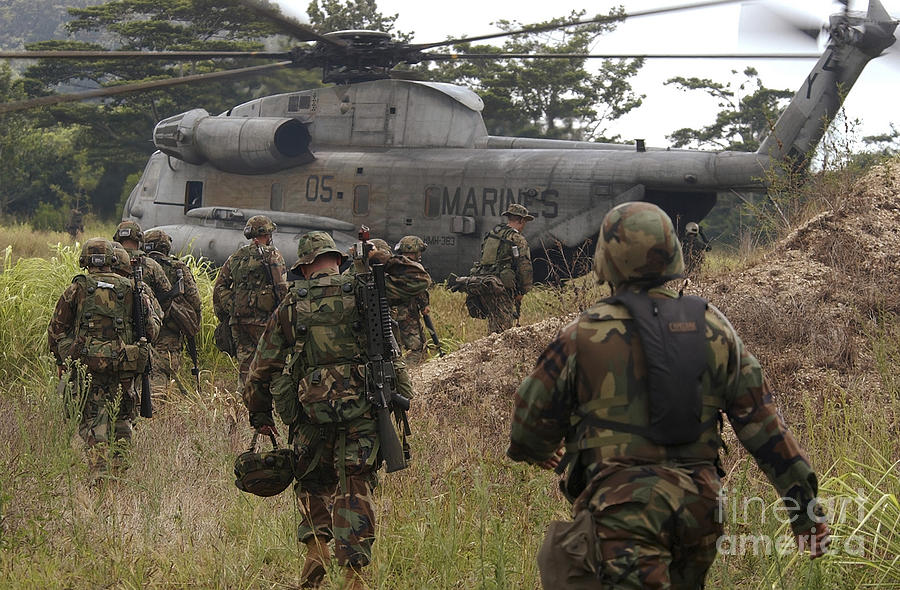 Marines Approach A Landing Zone Photograph by Stocktrek Images