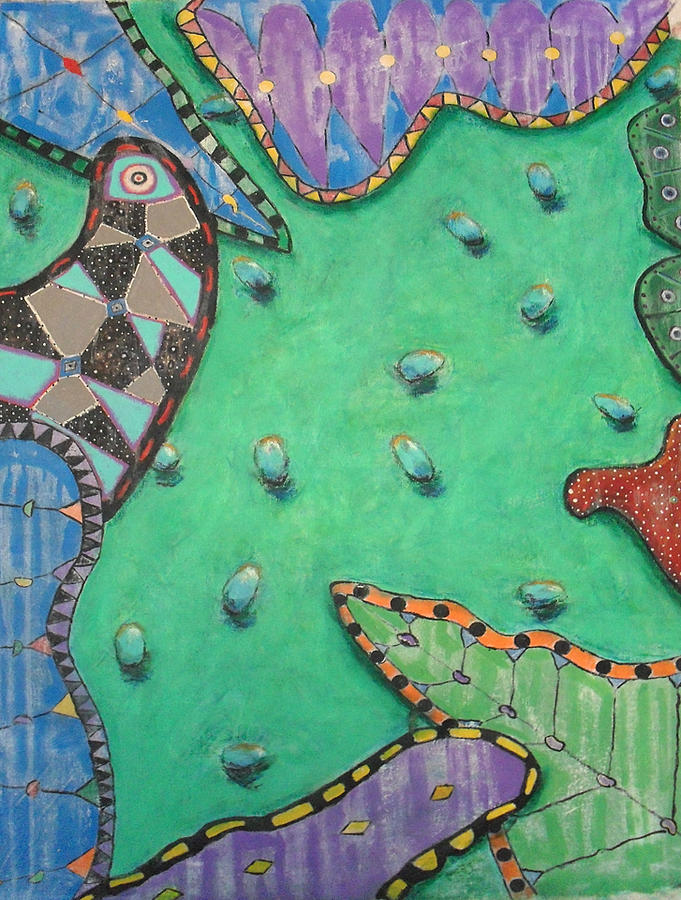 Mariposas Frijoles Y Milagros In Green And Blue Painting by Michael ...