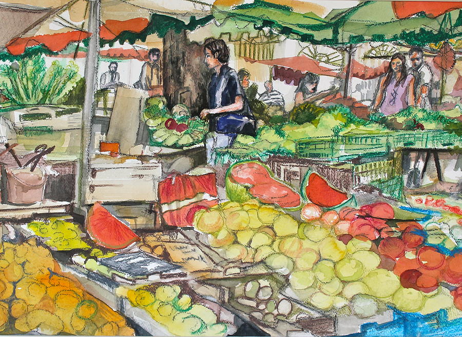 Market At Aix en Provence Painting by Laurel Fredericks - Fine Art America