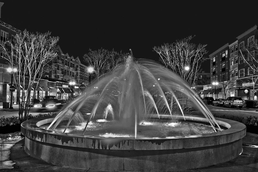 Market Common Fountain Black and White Photograph by Bill Barber