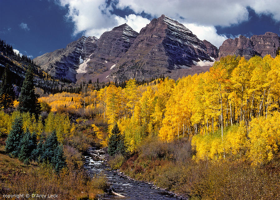 Maroon Bells and Maroon Creek in Autumn Photograph by DArcy Leck - Fine ...