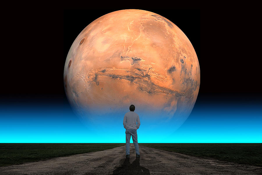 Mars Man Blue Photograph by Larry Landolfi
