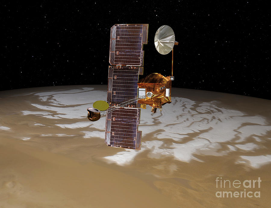 Mars Odyssey Spacecraft Passes Digital Art by Stocktrek Images