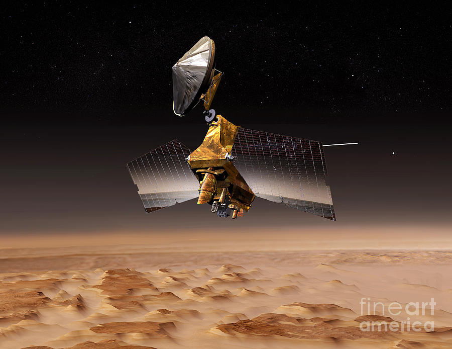Mars Reconnaissance Orbiter Passes Digital Art by Stocktrek Images