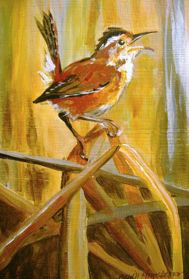 Marsh Wren Painting by Edith Hunsberger