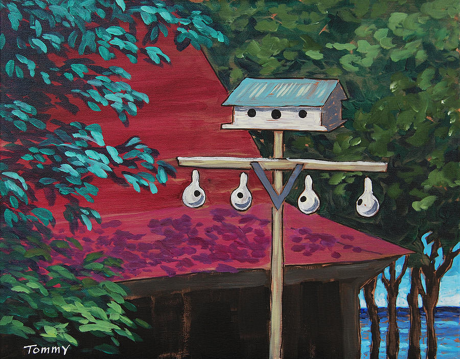 Martin Birdhouses Painting by Tommy Midyette