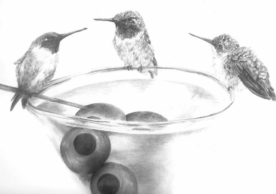Martini for the birds Drawing by Meagan  Visser
