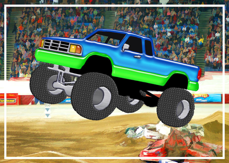 Marvelous Monster  Truck  in the Arena Painting  by Elaine 