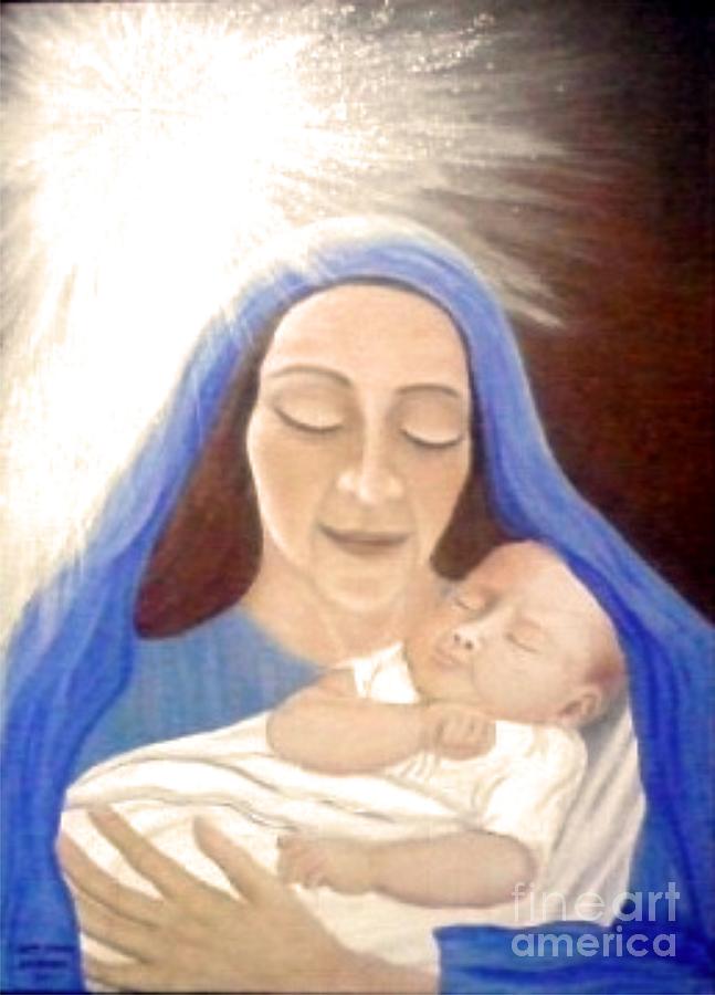 Mary And Baby Jesus Painting by Patty Thomas