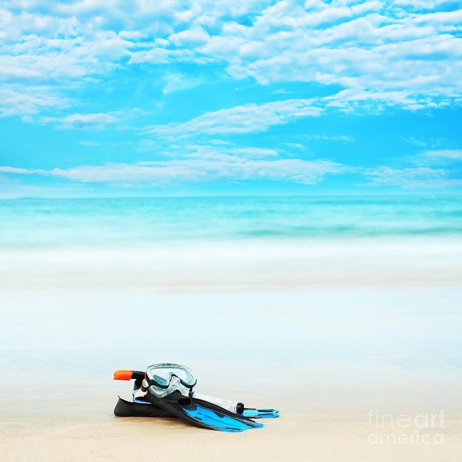 Summer Photograph - Mask and fins by MotHaiBaPhoto Prints
