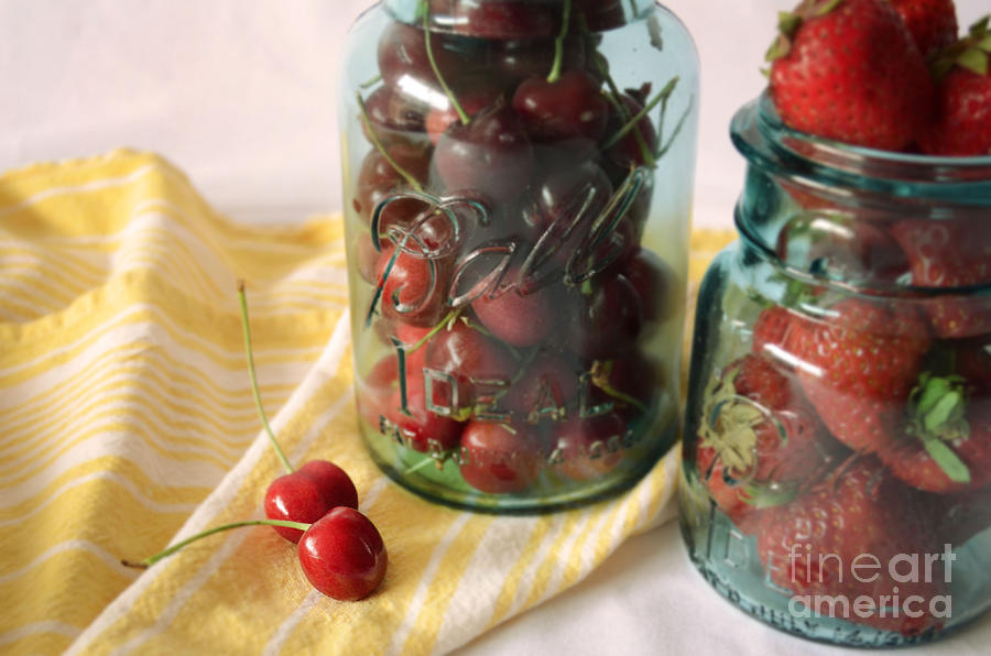 Strawberry Photograph - Mason Jar Fruit by Anna Crowder