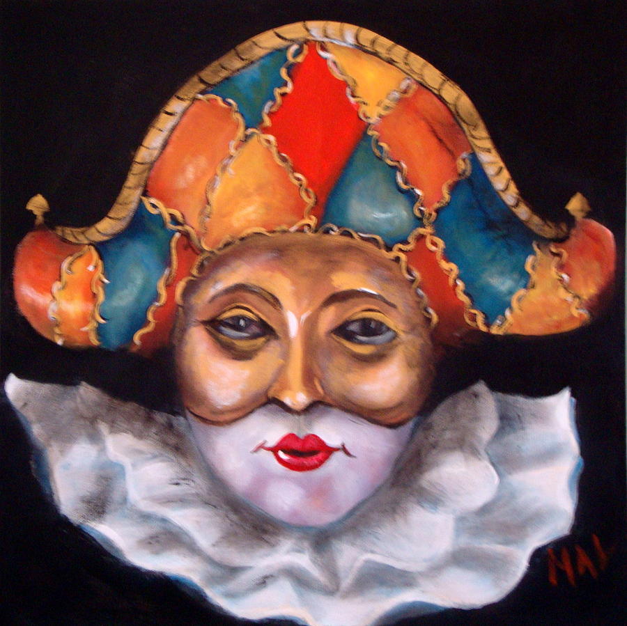 Mask Painting - Masquerade-Jester by Marlyn Anderson