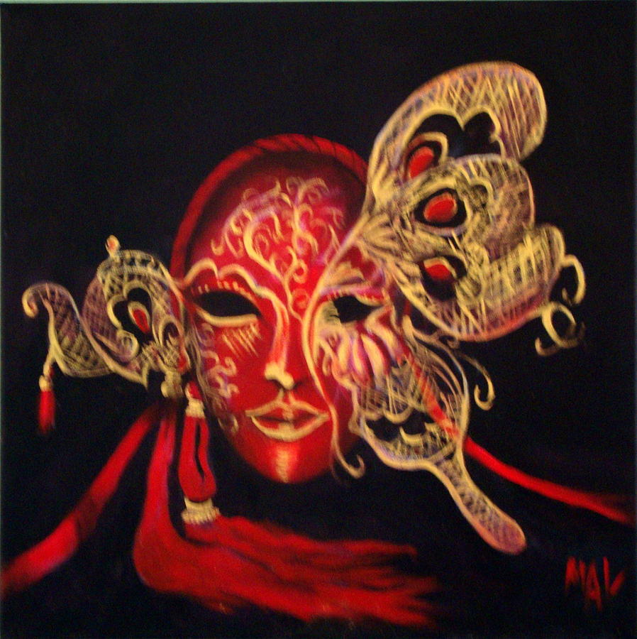 Mask Painting - Masquerade-ornate by Marlyn Anderson