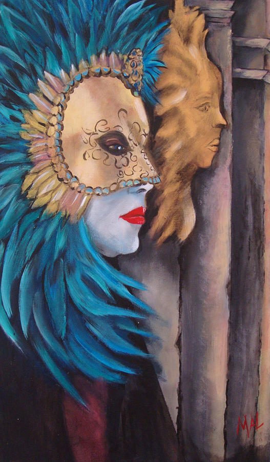 Peacock Painting - Masquerade-Peacock by Marlyn Anderson
