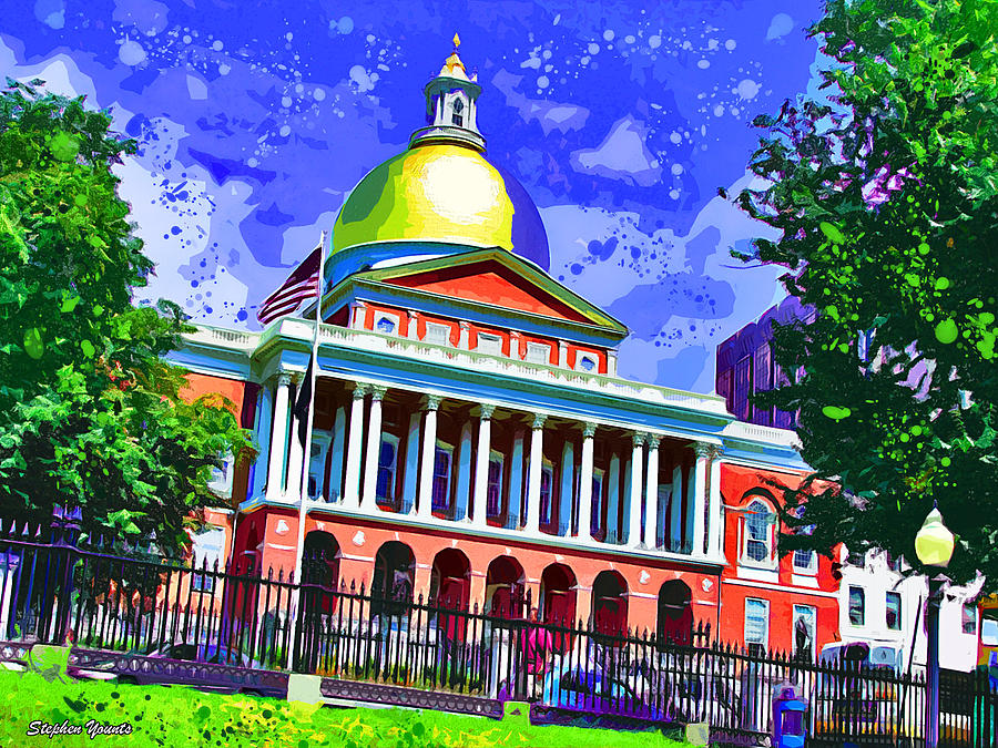 Massachusetts State House Digital Art by Stephen Younts