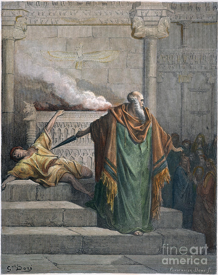 Mattathias And The Idolator Drawing by Gustave Dore