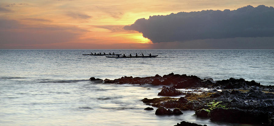Sunset Photograph - Maui Outriggers at sunset by Pierre Leclerc Photography