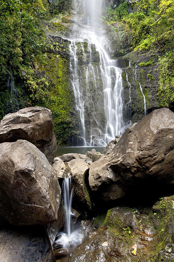 Nature Photograph - Mauis Wailua Falls and Rocks by Jenna Szerlag