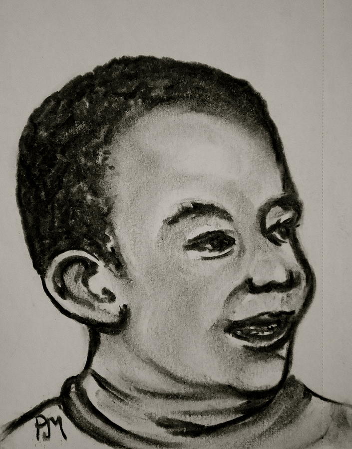 Child Portrait Drawing - Max by Pete Maier