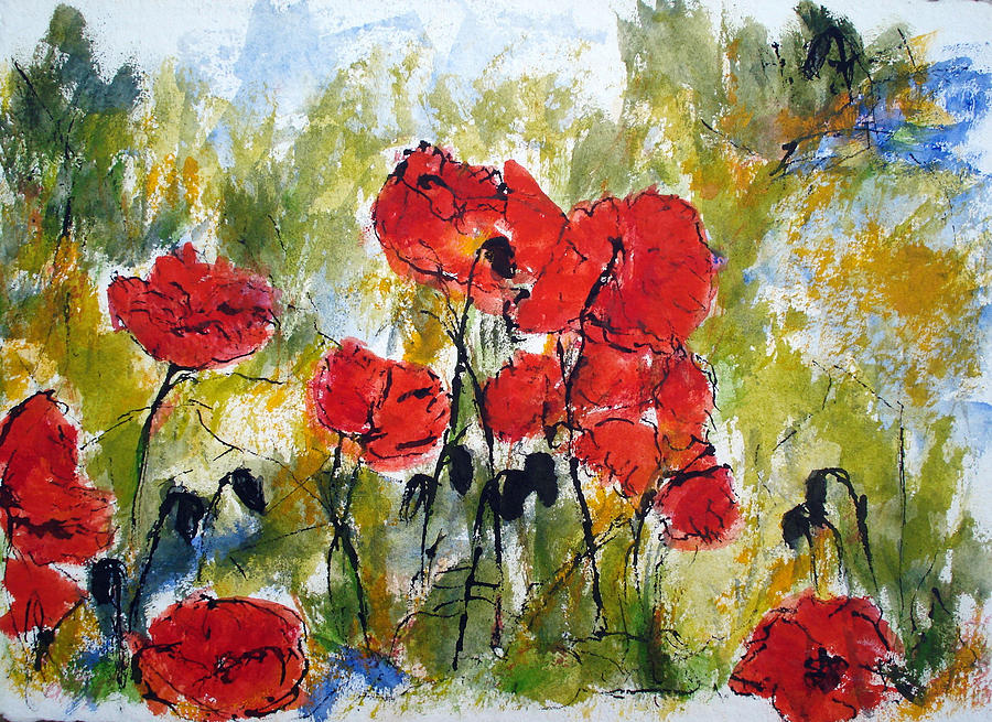 May Poppies Painting by Jackie Sherwood