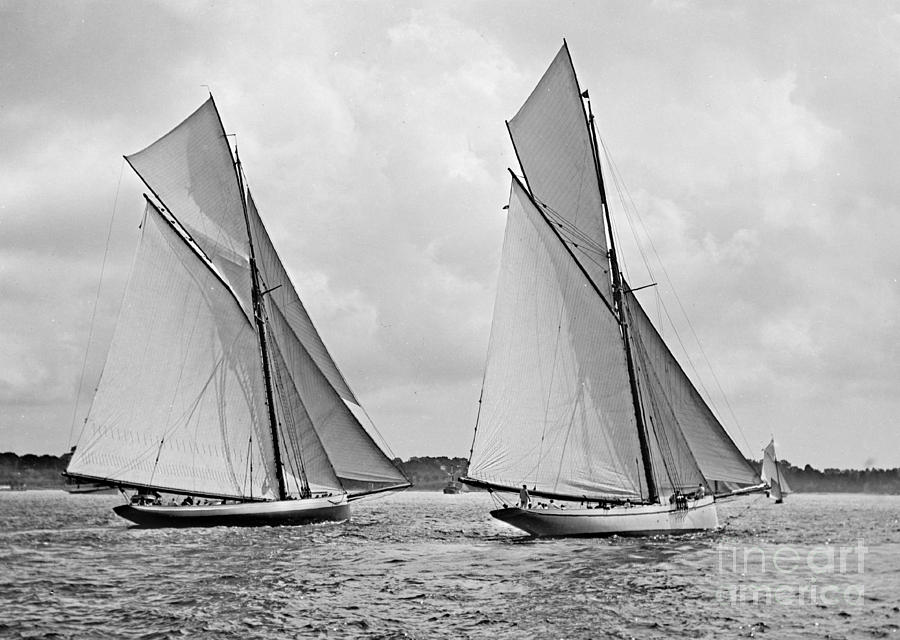 Mayflower and Galatea Start Americas Cup 1886 Photograph by Padre Art