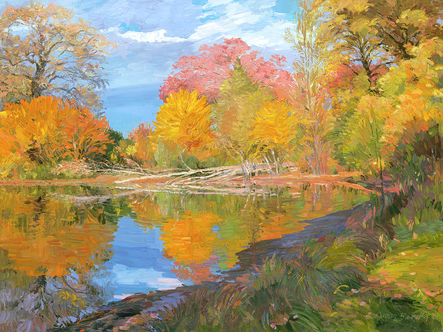 Mayslake at Fall Painting by Judith Barath