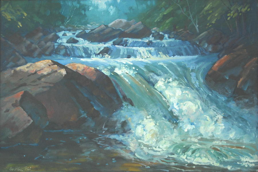 McDonald Brook Rapids Painting by Len Stomski