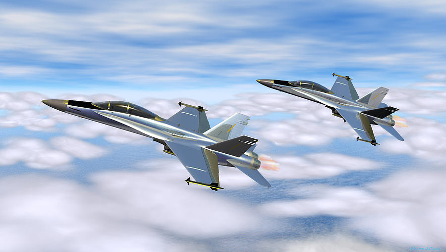 McDonnell Douglas F-18 Hornet Digital Art by Walter Colvin