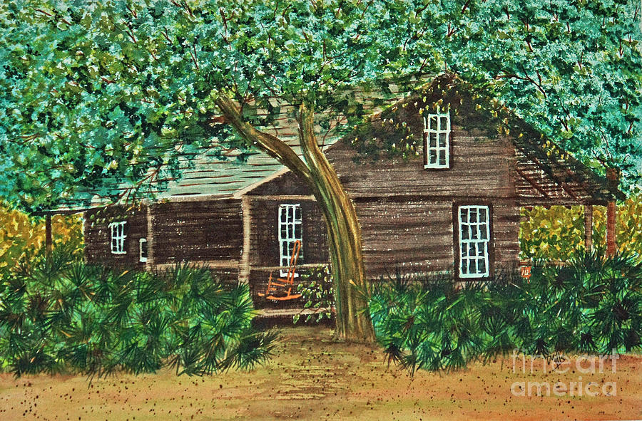 Tree Painting - McMullen-Coachman Log House by Terri Mills