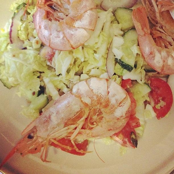 Salad Photograph - #meal #shrimps #salad #omnomnom by Ana Sharko