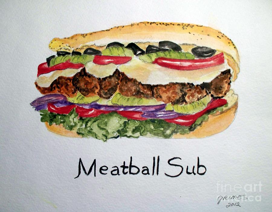 Meatball Sub Painting by Carol Grimes