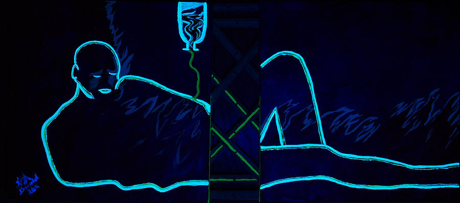 Prostate Cancer Painting - Meausre of a man black light view by Lisa Brandel