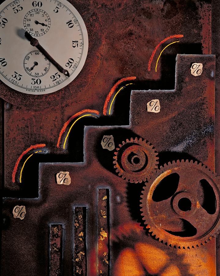 Clock Photograph - Mechanical Technology, Conceptual Artwork by Paul Biddle