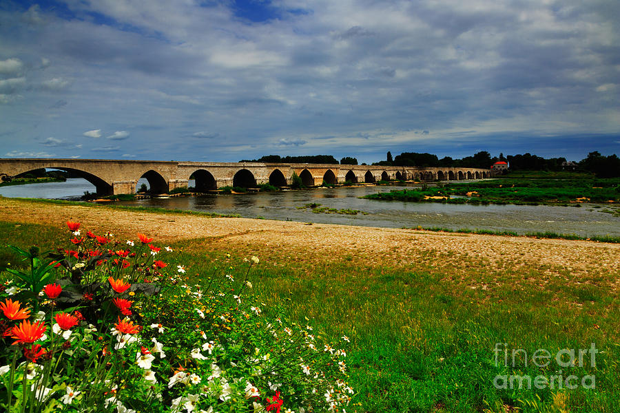 Medieval bridge over the Loire River at Beaugency Photograph by Louise Heusinkveld