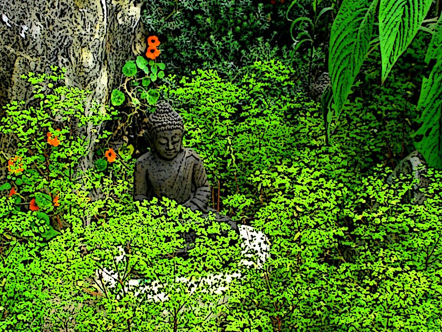 Meditating in the Garden of Forgotten Gods and Goddesses Digital Art by Ben Freeman