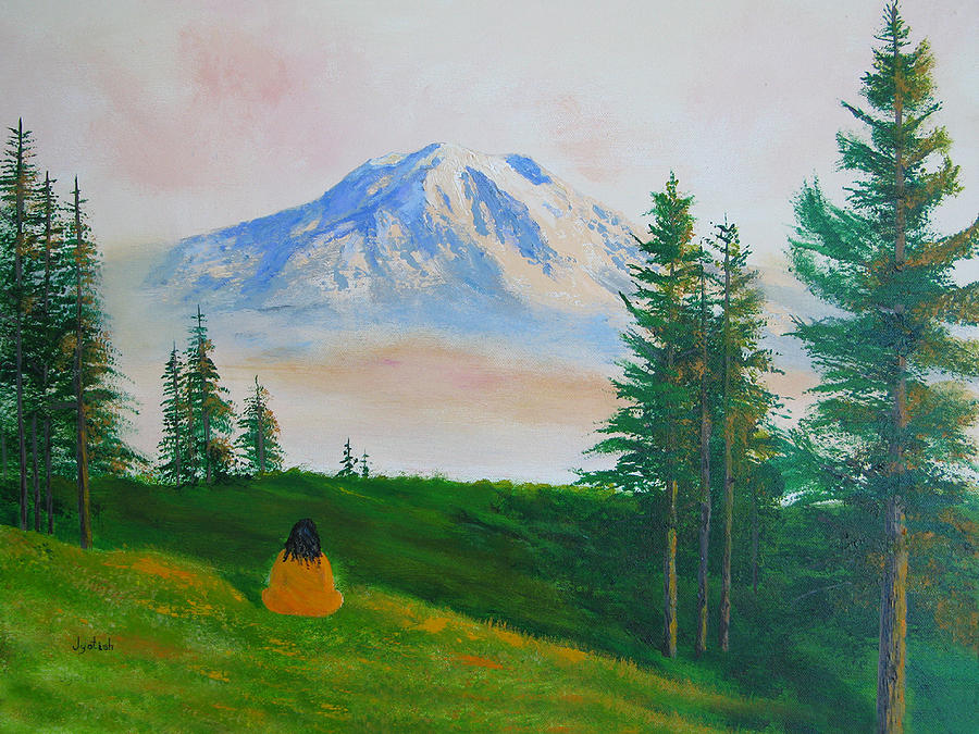 Landscape Painting - Meditation on Mt. Rainier by Nayaswami Jyotish